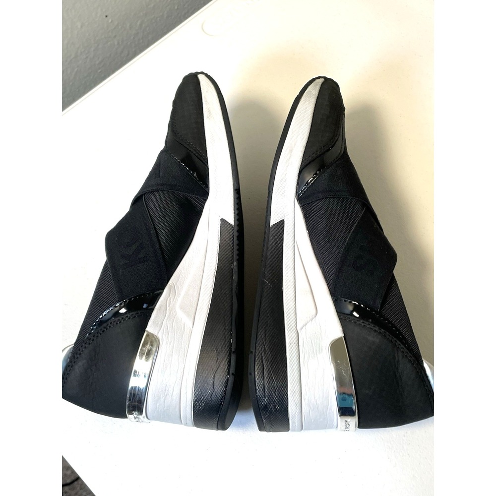 Michael Michael Kors Woman's Sneakers 7 Geena Slip-On Trainer Shoes Black White - Picture 7 of 8